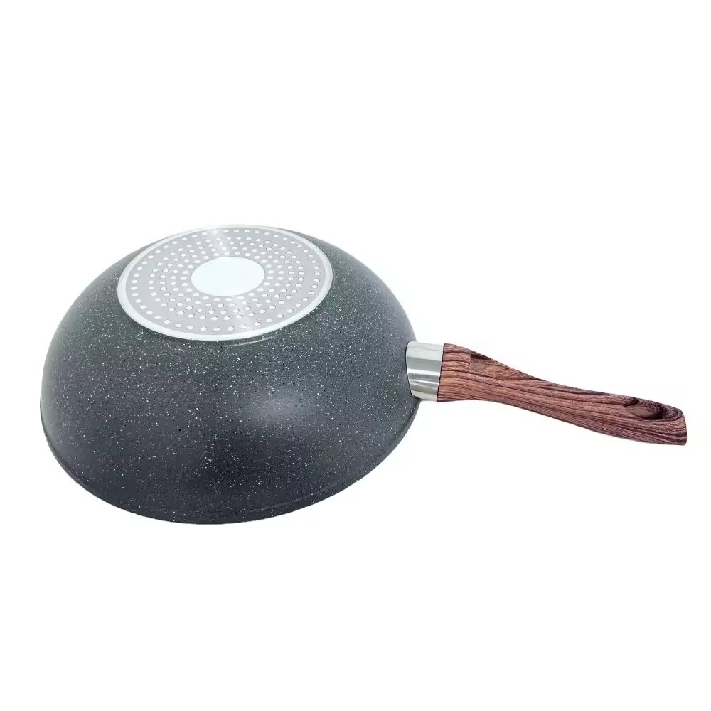 Hliníková pánev s nepřilnavým povrchem Medical Stone Kitchen s nepřilnavým povrchem a sadami nádobí s dřevěnou rukojetí
