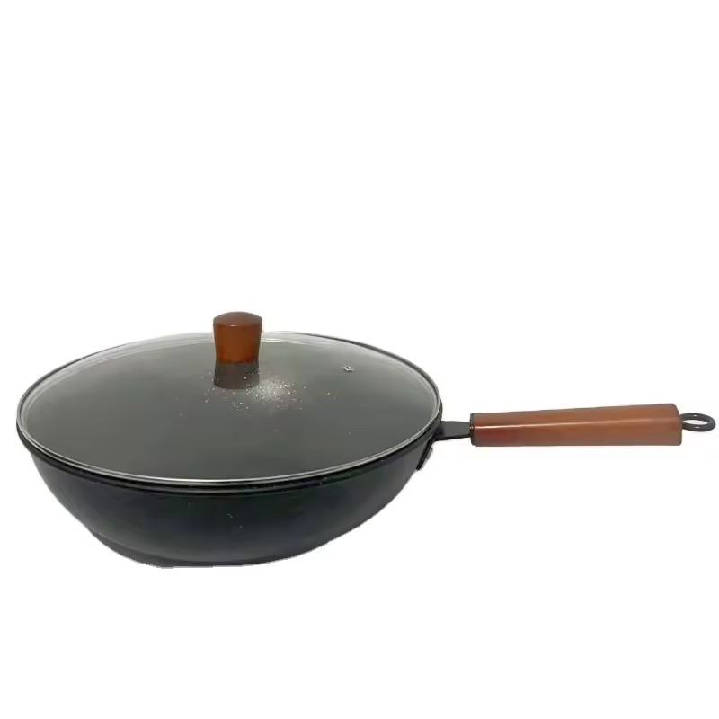 Voštinový 32cm Wok pro domácnost nepotažený Nepřilnavý osmihranný wok