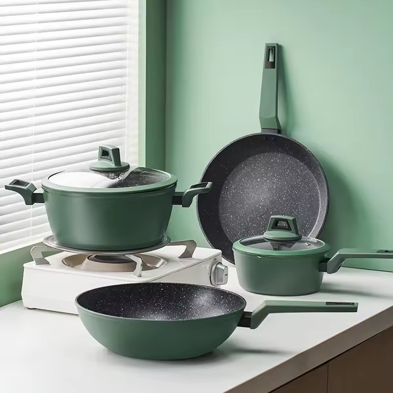 Sady nádobí na zakázku hliníkové keramické sady na vaření hrnce s pánví a omáčky